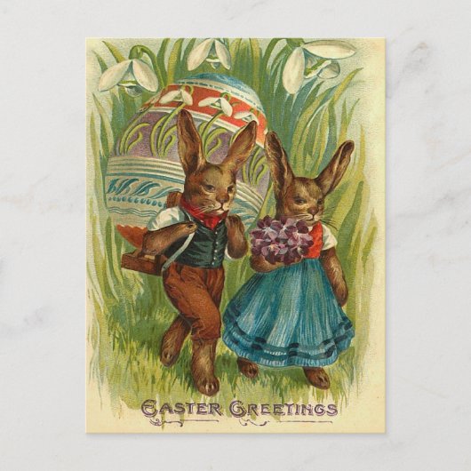Carte postale Bunny Pâques vintage (Devant)
