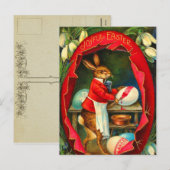 Carte postale Bunny Pâques vintage (Devant / Derrière)