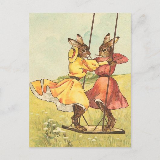 Carte postale Bunny Pâques vintage (Devant)
