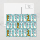 Carte Postale Bunny Parade bleu - Bunbun Brown et blanc (Devant / Derrière)