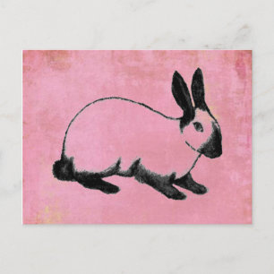 Carte postale Bunny rose