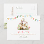 Carte Postale Bunny rose Floral Merci d'anniversaire (Devant / Derrière)