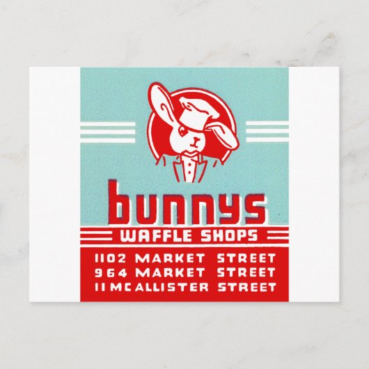 Carte Postale Bunnys Waffle Shops (Devant)