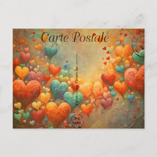 Carte Postale, bunte Herzen 9 Briefkaart (Voorkant)