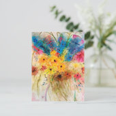 Carte Postale Bunter Blumenstrauß mit Schmetterlingen. Aquarell (Debout devant)