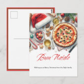 Carte Postale Buon Natale Aquarelle fête de Noël italienne (Devant / Derrière)