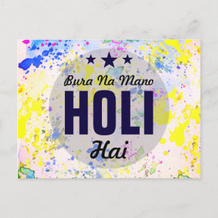 Carte Postale Bura Na Mano Holi Hai   Holi Colorée Moderne et Jo