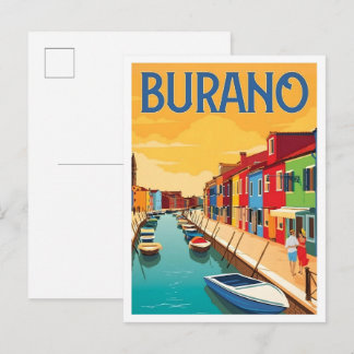 Carte Postale Burano Italie Art Vintage Voyage