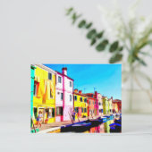 Carte Postale Burano, peinture d'aquarelle de Venise (Debout devant)