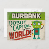 Carte Postale Burbank California Robot - Funny Vintage (Devant / Derrière)