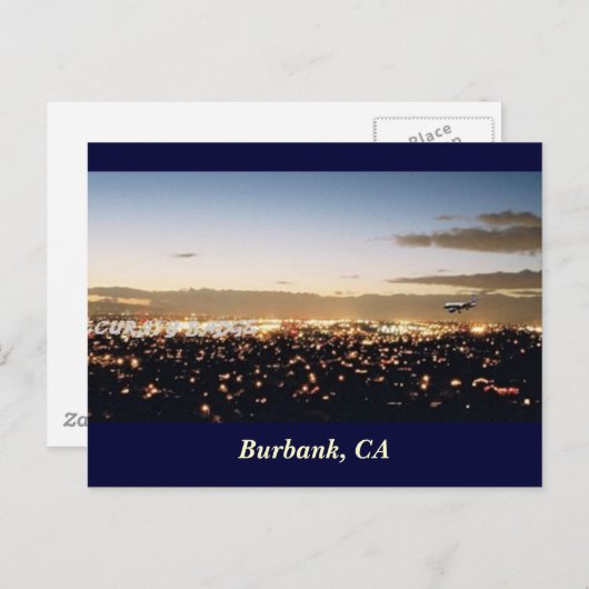Carte Postale Burbank Nightscape, Burbank, CA (Devant / Derrière)