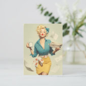 Carte Postale Bureau Chic Rétro Pin-Up (Debout devant)