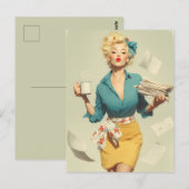 Carte Postale Bureau Chic Rétro Pin-Up (Devant / Derrière)