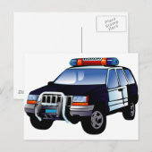 Carte Postale Bureau de police Conception de voiture Art numériq (Devant / Derrière)