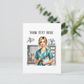 Carte Postale Bureau de vétérinaire mignon personnalisable (Debout devant)
