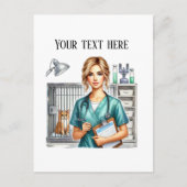Carte Postale Bureau de vétérinaire mignon personnalisable (Devant)