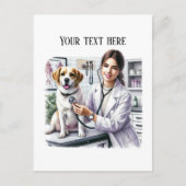 Carte Postale Bureau de vétérinaire mignon personnalisable (Devant)