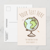 Carte Postale Bureau Globe. Professeur de géographie. Modèle cad (Devant / Derrière)