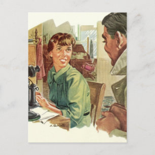 Carte Postale Bureau vintage des affaires, chef de la direction 