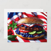 Carte Postale Burger Américain Vraiment Savoureux (Devant / Derrière)