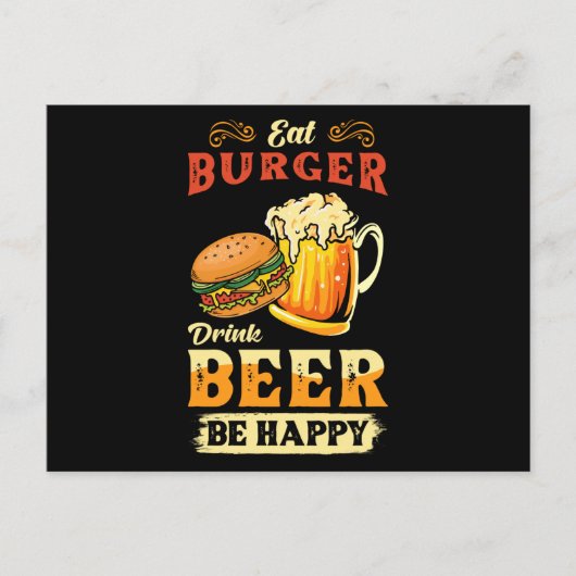 Carte Postale Burger Et Bière (Devant)