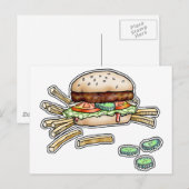 CARTE POSTALE BURGER ET FRITES (Devant / Derrière)
