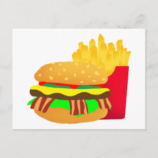 Carte Postale Burger et frites