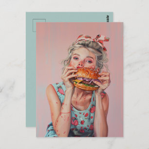 Carte Postale Burger Girl