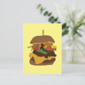 Carte Postale Burger Hamburger Burger Love Illustration (Debout devant)