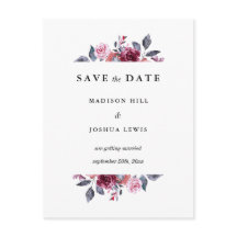 Burgundy Automne Floral Mariage Enregistrer La Dat