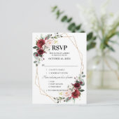 Carte Postale Burgundy Blush Floral Botanique Géométrique RSVP (Debout devant)