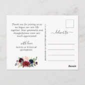 Carte Postale Burgundy Blush Rose de la marine Merci photo (Dos)