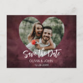 Carte Postale Burgundy Couple's Photo in Heart Frame Mariage (Devant)