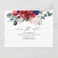 Burgundy et Navy Blue Floral Boho Enregistrer la d