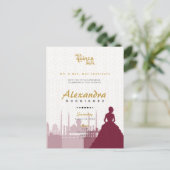 Carte postale Burgundy & Gold Arabian Quinceañera (Debout devant)