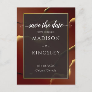 Carte Postale 🤵 Burgundy Gold Elegant Inky Mariage Abstrait