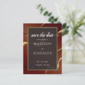 Carte Postale 🤵 Burgundy Gold Elegant Inky Mariage Abstrait (Debout devant)