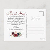 Carte Postale Burgundy Navy Blue Blush Floral Merci (Dos)