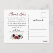Carte Postale Burgundy Navy Blue Blush Floral Merci (Dos)