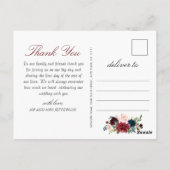 Carte Postale Burgundy Navy Blue Blush Floral Merci (Dos)