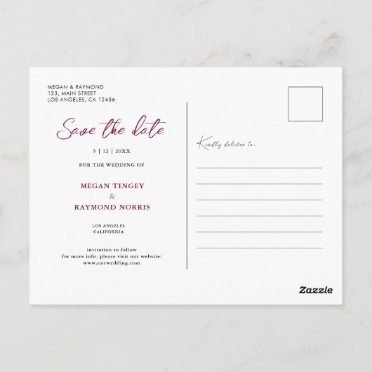 Carte Postale Burgundy Navy Blue & Blush Peony Geo Enregistrer l (Dos)