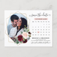 Burgundy Navy Blush Floral Calendrier Enregistrer