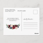 Carte Postale Burgundy Navy Blush Floral Enregistrer la date (Dos)