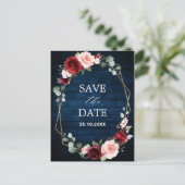 Carte Postale Burgundy Navy Blush Floral Geometry enregistrer la (Debout devant)