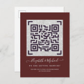 Carte Postale BURGUNDY QR SCANNING CODE Mariage Détails du site (Devant / Derrière)