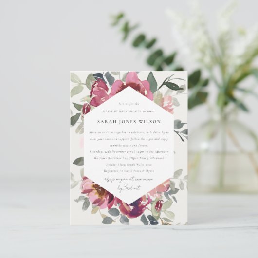 CARTE POSTALE BURGUNDY RED BLUSH FLORA ROSE LECTEUR PAR BABY SHO (Debout devant)