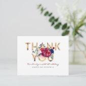 Carte Postale Burgundy Red Peony Marine Blue Anniversaire Merci (Debout devant)