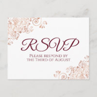 Burgundy & Rose Gold Dentelle Blanc Mariage RSVP