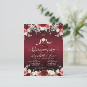 Carte Postale Burgundy Rouge Floral Princess Fête d'anniversaire (Debout devant)