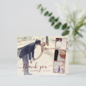 Carte Postale Burgundy Script 4 Photo Collage Mariage Merci (Debout devant)